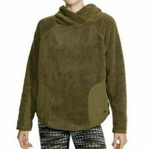 Nike Womens Sherpa Pullover Training Hoodie - Olive Green - Size Small